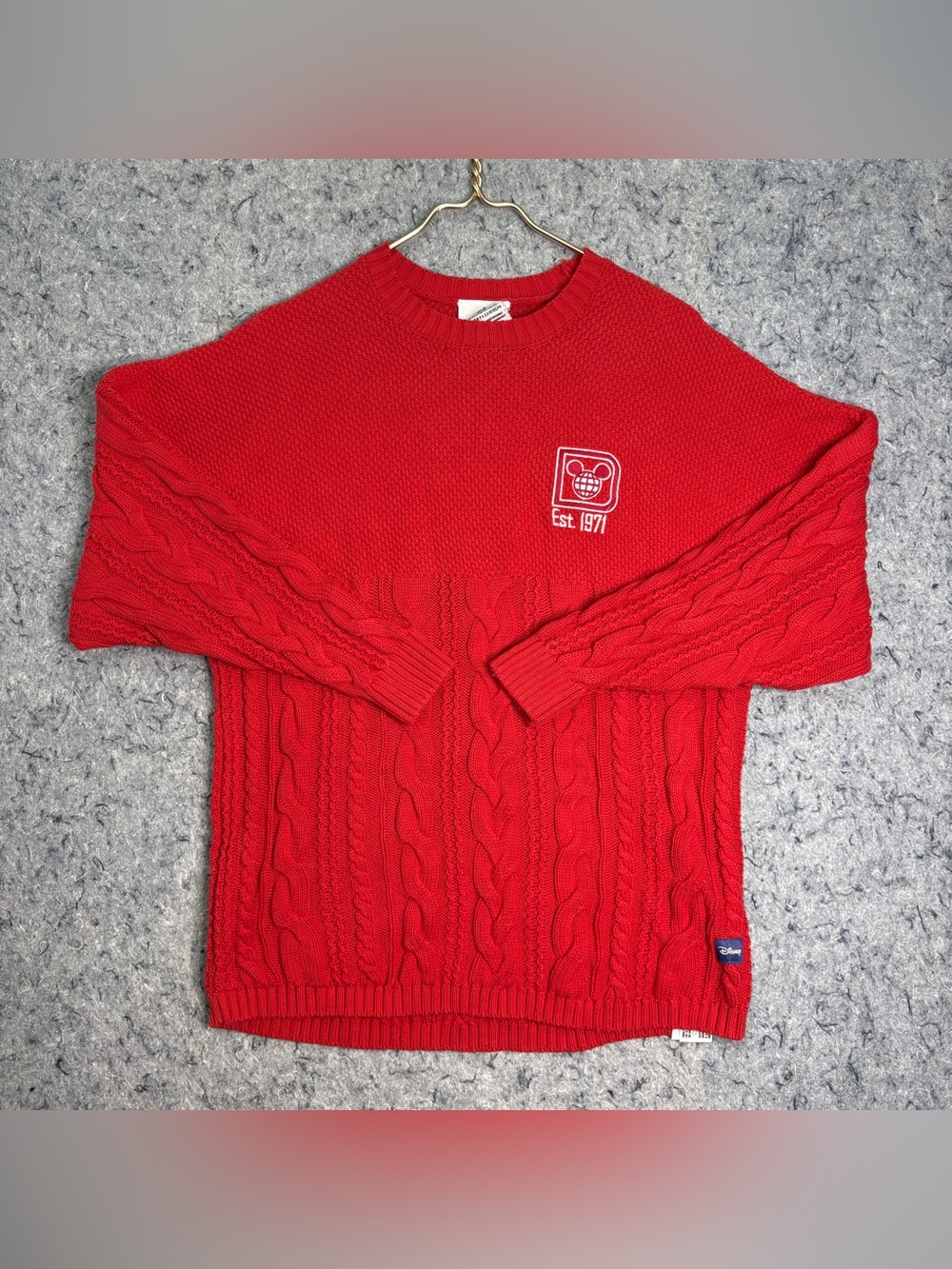 Disney Spirit Jersey Walt Disney World Red Cable Knit Sweater Adult XS